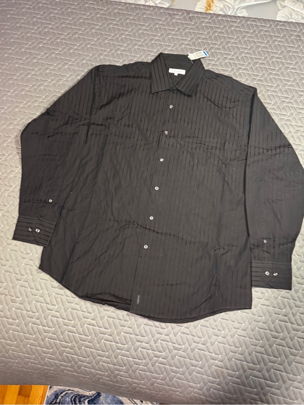 Men's Black Pinstripe Dress Shirt - Long Sleeve Professional